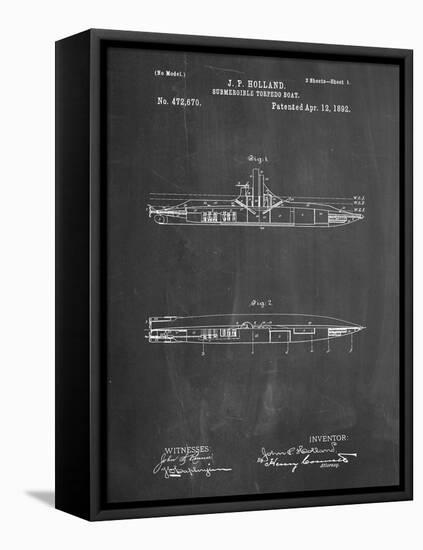 PP91-Chalkboard Holland Submarine Patent Poster-Cole Borders-Framed Stretched Canvas