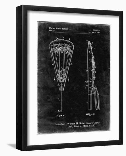 PP915-Black Grunge Lacrosse Stick 1936 Patent Poster-Cole Borders-Framed Giclee Print