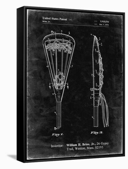 PP915-Black Grunge Lacrosse Stick 1936 Patent Poster-Cole Borders-Framed Stretched Canvas