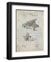 PP918-Antique Grid Parchment Last Sholes Typewriter Patent Poster-Cole Borders-Framed Giclee Print