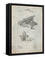 PP918-Antique Grid Parchment Last Sholes Typewriter Patent Poster-Cole Borders-Framed Stretched Canvas