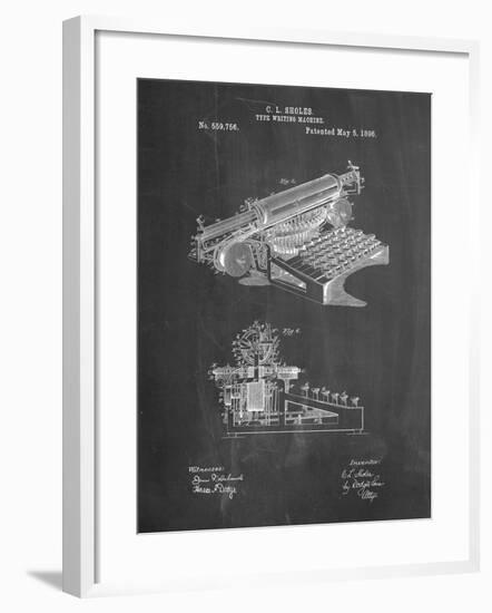 PP918-Chalkboard Last Sholes Typewriter Patent Poster-Cole Borders-Framed Giclee Print