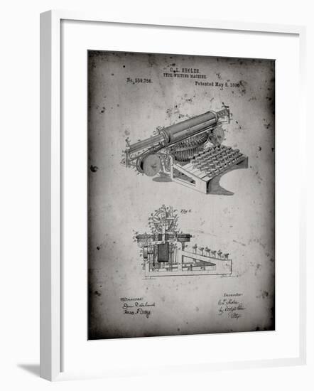 PP918-Faded Grey Last Sholes Typewriter Patent Poster-Cole Borders-Framed Giclee Print