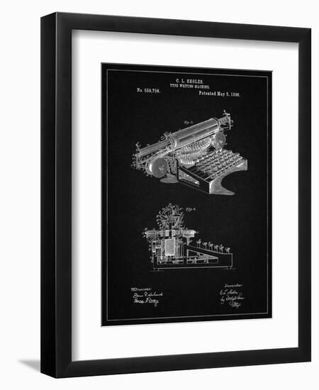 PP918-Vintage Black Last Sholes Typewriter Patent Poster-Cole Borders-Framed Giclee Print