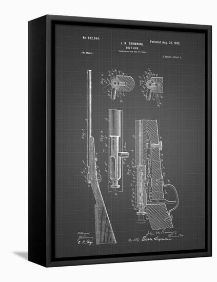 PP93-Black Grid Browning Bolt Action Gun Patent Poster-Cole Borders-Framed Stretched Canvas