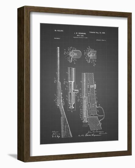 PP93-Black Grid Browning Bolt Action Gun Patent Poster-Cole Borders-Framed Giclee Print