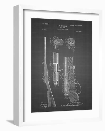 PP93-Black Grid Browning Bolt Action Gun Patent Poster-Cole Borders-Framed Giclee Print