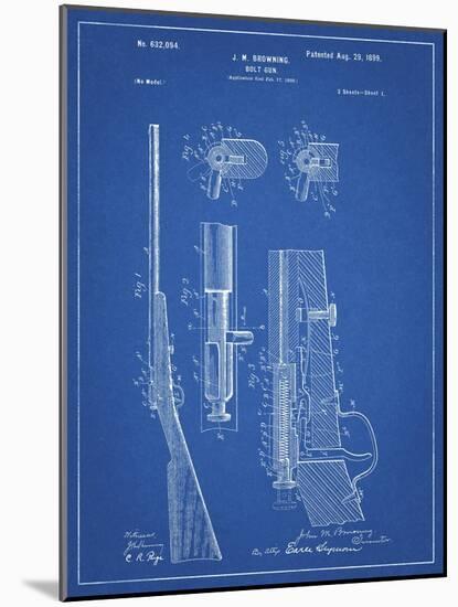 PP93-Blueprint Browning Bolt Action Gun Patent Poster-Cole Borders-Mounted Giclee Print