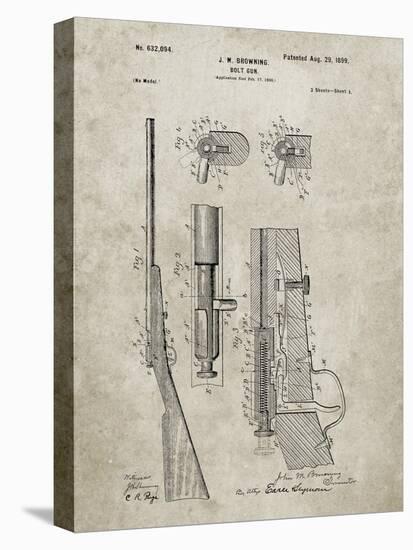 PP93-Sandstone Browning Bolt Action Gun Patent Poster-Cole Borders-Stretched Canvas