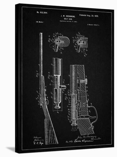 PP93-Vintage Black Browning Bolt Action Gun Patent Poster-Cole Borders-Stretched Canvas