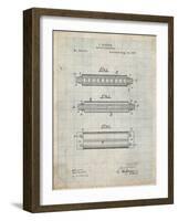 PP94-Antique Grid Parchment Hohner Harmonica Patent Poster-Cole Borders-Framed Giclee Print