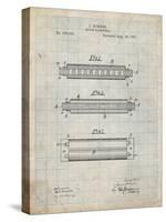 PP94-Antique Grid Parchment Hohner Harmonica Patent Poster-Cole Borders-Stretched Canvas