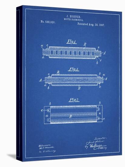 PP94-Blueprint Hohner Harmonica Patent Poster-Cole Borders-Stretched Canvas