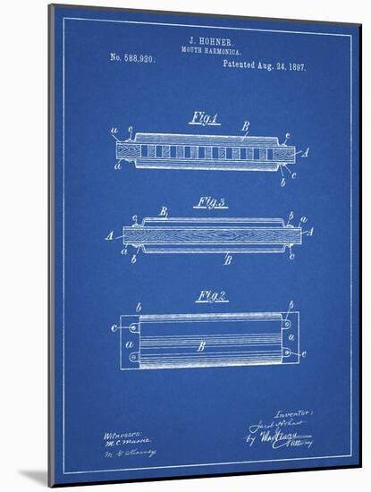 PP94-Blueprint Hohner Harmonica Patent Poster-Cole Borders-Mounted Giclee Print