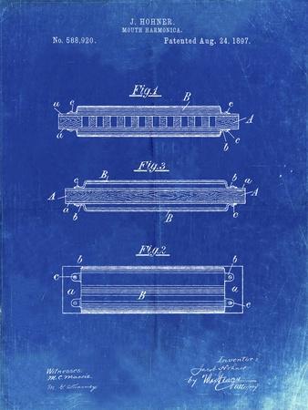 PP94-Faded Blueprint Hohner Harmonica Patent Poster' Giclee Print - Cole  Borders | AllPosters.com