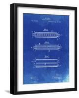 PP94-Faded Blueprint Hohner Harmonica Patent Poster-Cole Borders-Framed Giclee Print