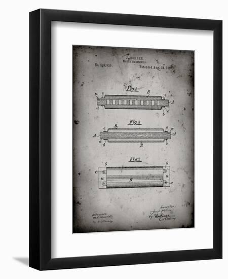 PP94-Faded Grey Hohner Harmonica Patent Poster-Cole Borders-Framed Giclee Print