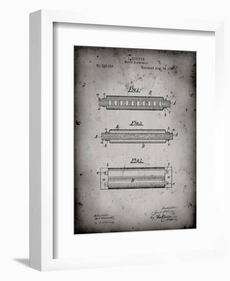 PP94-Faded Grey Hohner Harmonica Patent Poster-Cole Borders-Framed Giclee Print