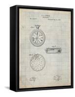 PP940-Antique Grid Parchment Lemania Swiss Stopwatch Patent Poster-Cole Borders-Framed Stretched Canvas