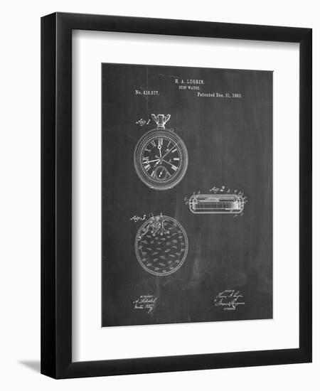 PP940-Chalkboard Lemania Swiss Stopwatch Patent Poster-Cole Borders-Framed Premium Giclee Print