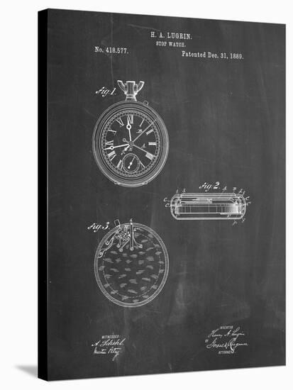 PP940-Chalkboard Lemania Swiss Stopwatch Patent Poster-Cole Borders-Stretched Canvas