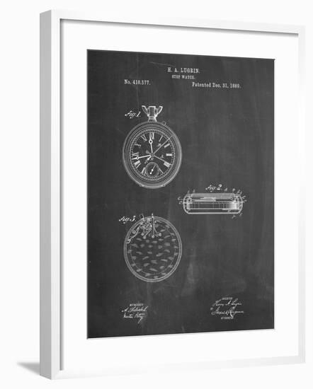 PP940-Chalkboard Lemania Swiss Stopwatch Patent Poster-Cole Borders-Framed Giclee Print