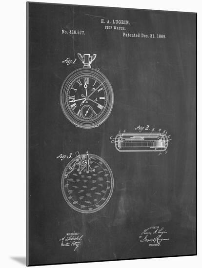 PP940-Chalkboard Lemania Swiss Stopwatch Patent Poster-Cole Borders-Mounted Giclee Print