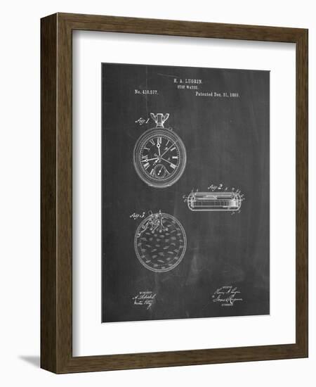 PP940-Chalkboard Lemania Swiss Stopwatch Patent Poster-Cole Borders-Framed Giclee Print