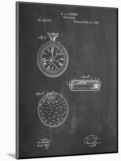 PP940-Chalkboard Lemania Swiss Stopwatch Patent Poster-Cole Borders-Mounted Giclee Print