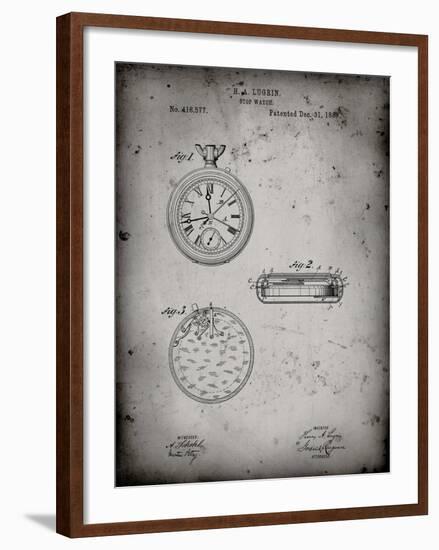 PP940-Faded Grey Lemania Swiss Stopwatch Patent Poster-Cole Borders-Framed Giclee Print