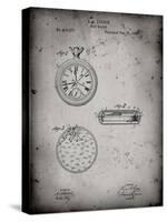 PP940-Faded Grey Lemania Swiss Stopwatch Patent Poster-Cole Borders-Stretched Canvas