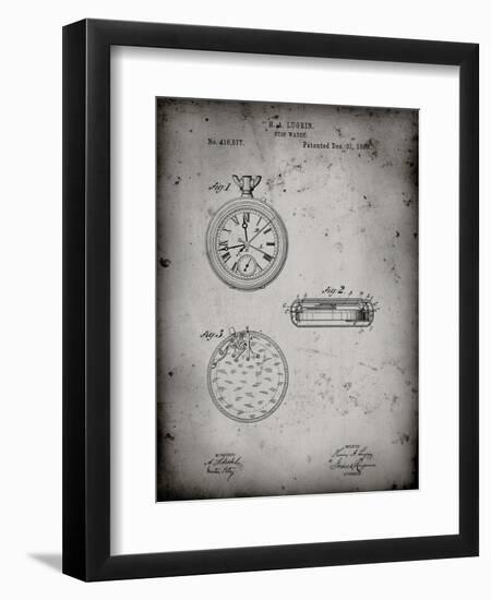 PP940-Faded Grey Lemania Swiss Stopwatch Patent Poster-Cole Borders-Framed Premium Giclee Print