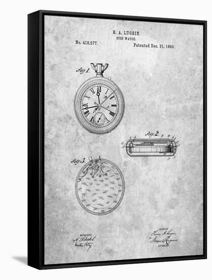 PP940-Slate Lemania Swiss Stopwatch Patent Poster-Cole Borders-Framed Stretched Canvas