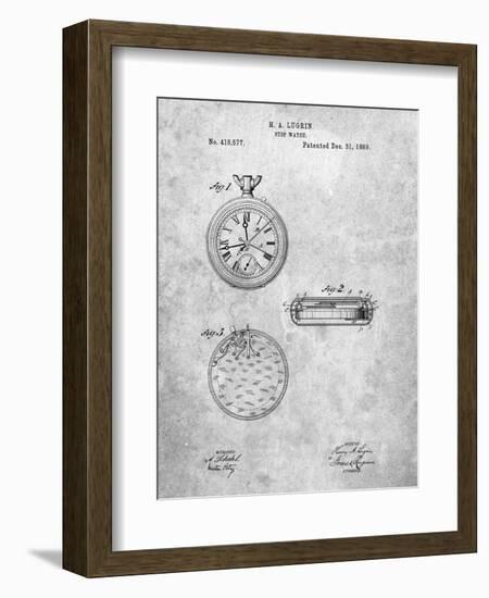 PP940-Slate Lemania Swiss Stopwatch Patent Poster-Cole Borders-Framed Giclee Print