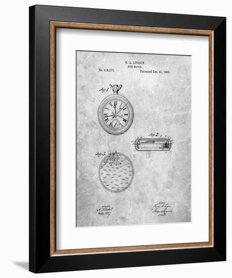 PP940-Slate Lemania Swiss Stopwatch Patent Poster-Cole Borders-Framed Giclee Print