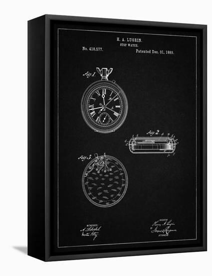 PP940-Vintage Black Lemania Swiss Stopwatch Patent Poster-Cole Borders-Framed Stretched Canvas