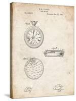 PP940-Vintage Parchment Lemania Swiss Stopwatch Patent Poster-Cole Borders-Stretched Canvas