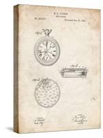 PP940-Vintage Parchment Lemania Swiss Stopwatch Patent Poster-Cole Borders-Stretched Canvas