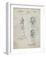 PP941-Antique Grid Parchment Lighthouse Patent Poster-Cole Borders-Framed Giclee Print