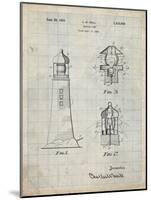 PP941-Antique Grid Parchment Lighthouse Patent Poster-Cole Borders-Mounted Giclee Print