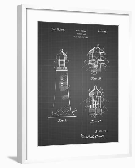 PP941-Black Grid Lighthouse Patent Poster-Cole Borders-Framed Giclee Print