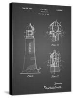 PP941-Black Grid Lighthouse Patent Poster-Cole Borders-Stretched Canvas