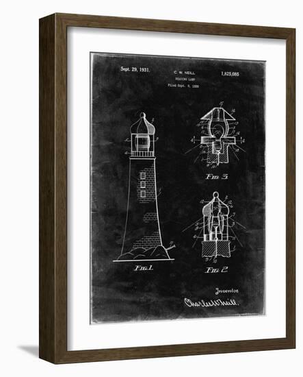 PP941-Black Grunge Lighthouse Patent Poster-Cole Borders-Framed Giclee Print