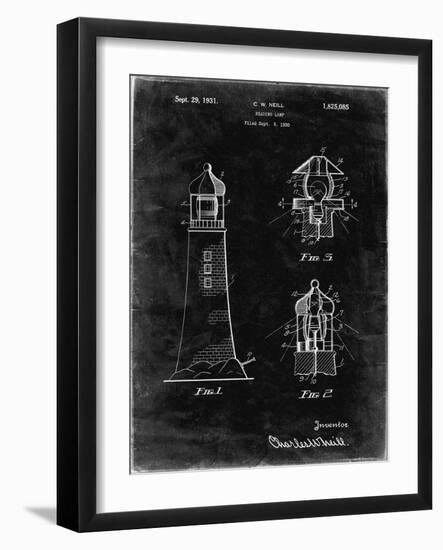 PP941-Black Grunge Lighthouse Patent Poster-Cole Borders-Framed Giclee Print