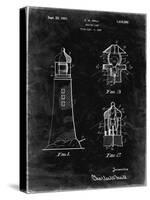 PP941-Black Grunge Lighthouse Patent Poster-Cole Borders-Stretched Canvas