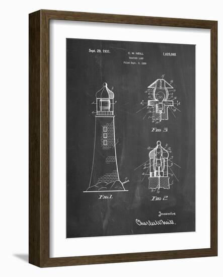 PP941-Chalkboard Lighthouse Patent Poster-Cole Borders-Framed Giclee Print