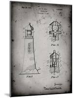 PP941-Faded Grey Lighthouse Patent Poster-Cole Borders-Mounted Giclee Print