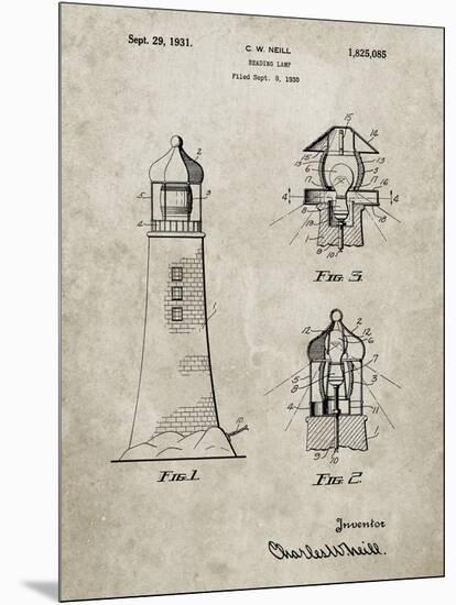 PP941-Sandstone Lighthouse Patent Poster-Cole Borders-Mounted Giclee Print