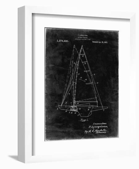 PP942-Black Grunge Ljungstrom Sailboat Rigging Patent Poster-Cole Borders-Framed Giclee Print