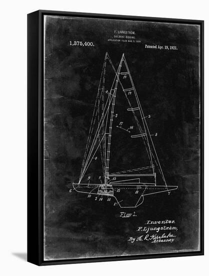 PP942-Black Grunge Ljungstrom Sailboat Rigging Patent Poster-Cole Borders-Framed Stretched Canvas